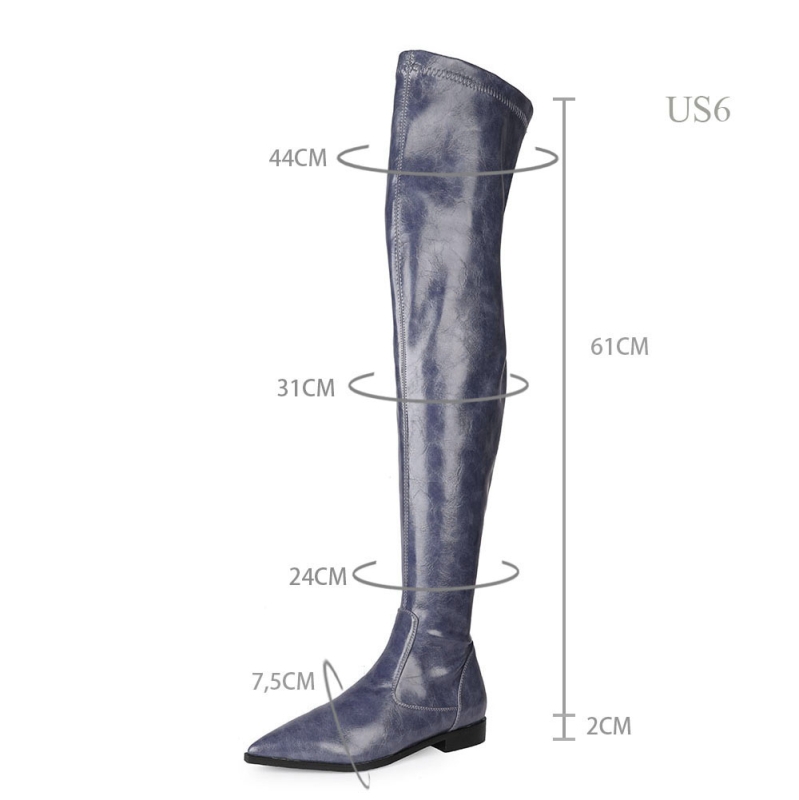 Stretch Comfortabele Elastische Platte Dames Dij Hoge Laarzen | Up2Step