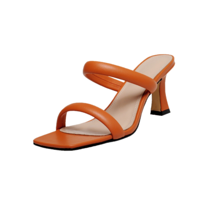 Oranje gezwollen sandalen, gewatteerde schoenen met twee banden