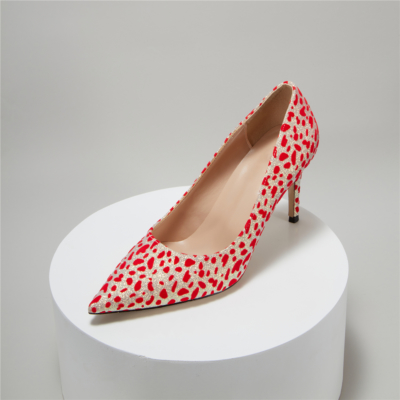 Rode glitter luipaardprints stiletto's hakken pumps jurken dans hoge hakken voor dames