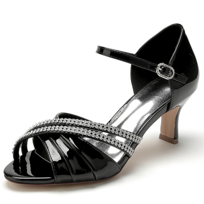 D'orsay sandalen met enkelbandje met zwarte juwelen en lage hakken voor kleding