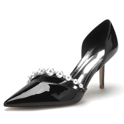 Black Pearl Cross Strap Slip On D'orsay Pumps geklede schoenen voor uitgaand