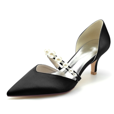 Black Pearl verfraaid lage hakken D'orsay pumps schoenen voor bruiloft