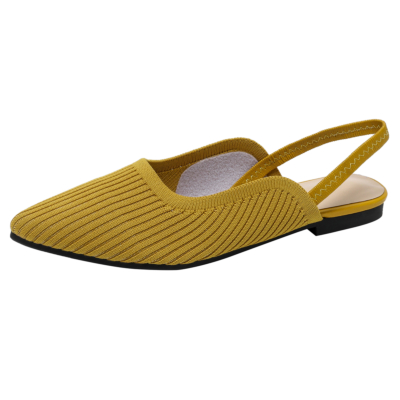 Gele gewatteerde slingbacks flats backless puntige neus platte schoenen