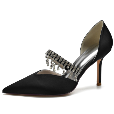 D'orsay Pumps Mary Jane schoenen met zwarte franjes en naaldhak