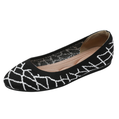 Zwarte gewatteerde platte schoenen met ronde neus en luipaardprint Comfortabele wandelschoenen voor dames