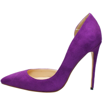 Paarse Suede Party Pumps Puntige Teen Stiletto 4 