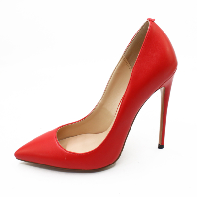 Rode jurken Matte pumps met spitse neus  Stiletto schoenen met hoge hakken