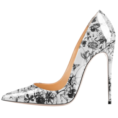 Witte bloemen reliëf jurken Stiletto's Pumps 4 inch bruiloft schoenen met hoge hakken