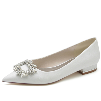 Witte Glitter Opinted Toe Flat voor dames