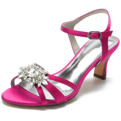 Roze Peep Toe Strass Slingback Clear Sandalen voor dames